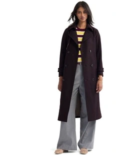 Gemma Wool Rich Trench Coat in Chocolate