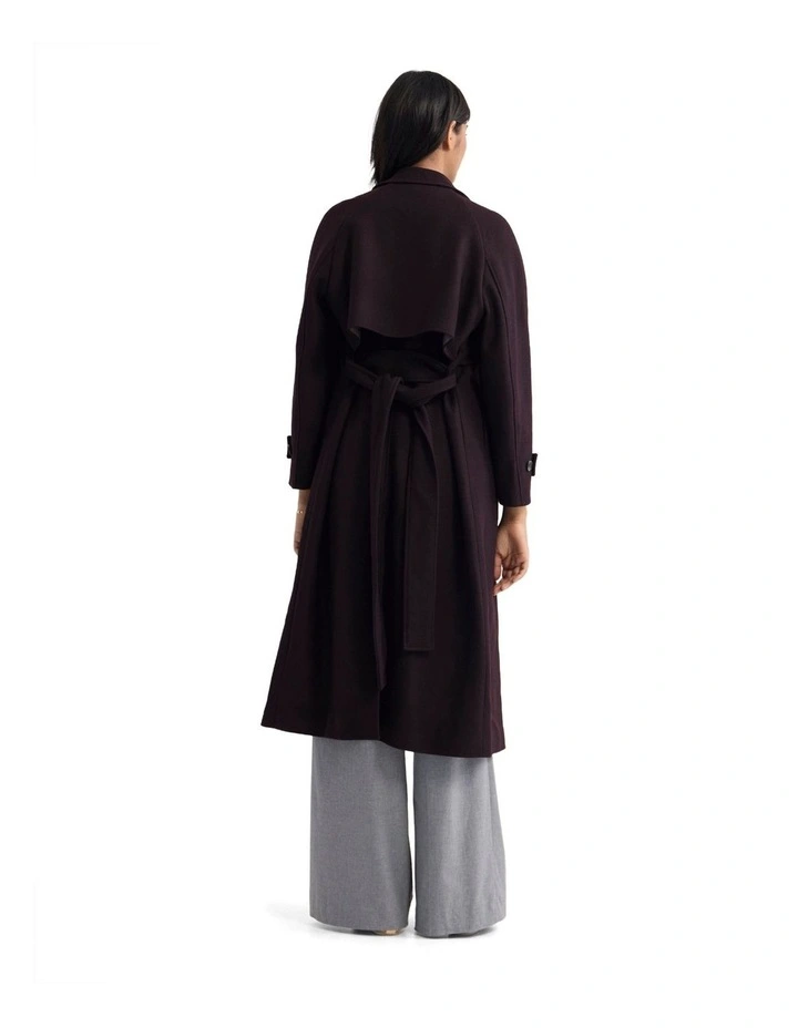 Gemma Wool Rich Trench Coat in Chocolate image 2