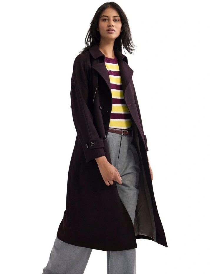 Gemma Wool Rich Trench Coat in Chocolate image 3