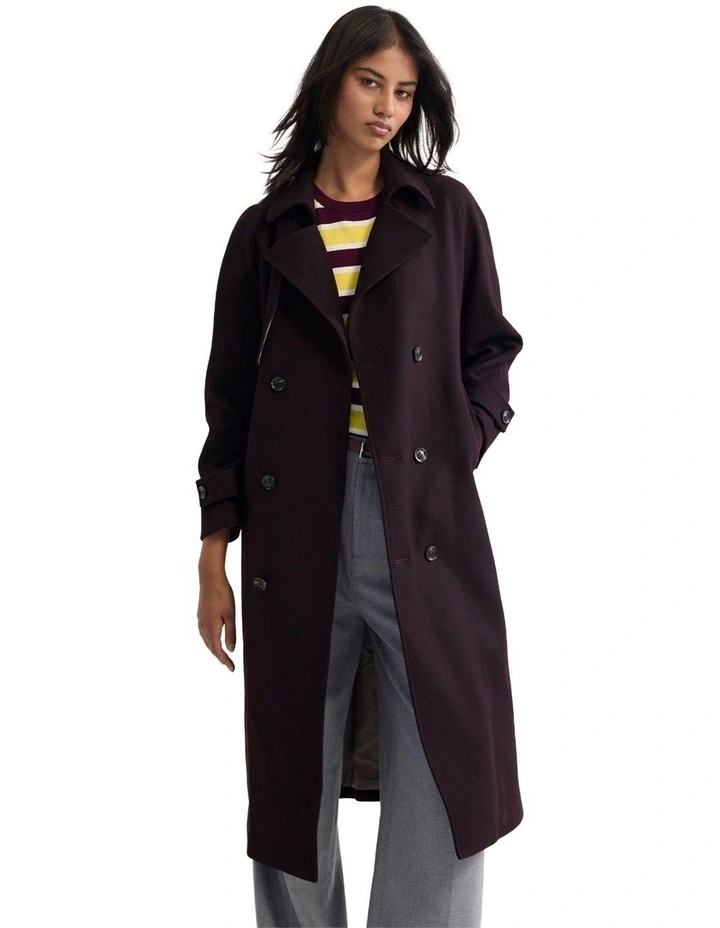 Gemma Wool Rich Trench Coat in Chocolate image 5