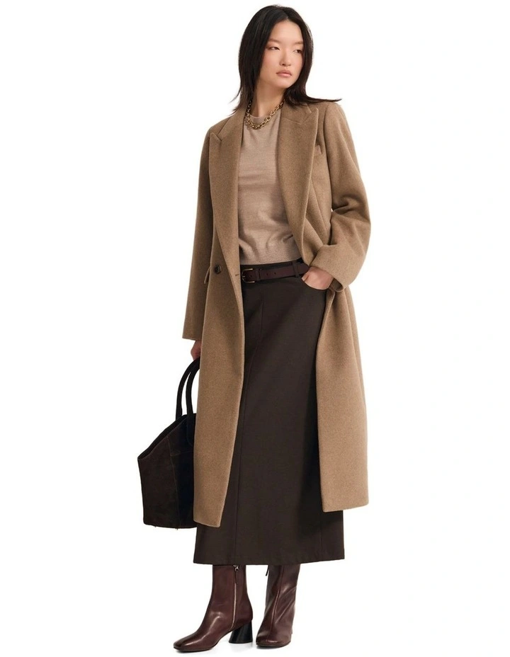 Saskia Double Breasted Wool Rich Coat in Camel image 1