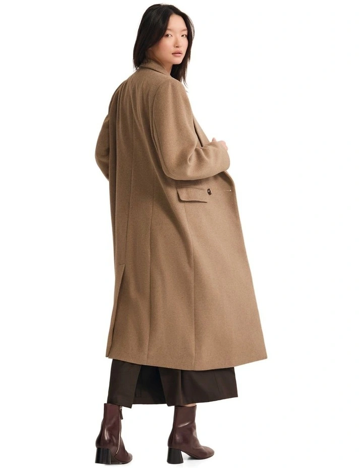 Saskia Double Breasted Wool Rich Coat in Camel image 2