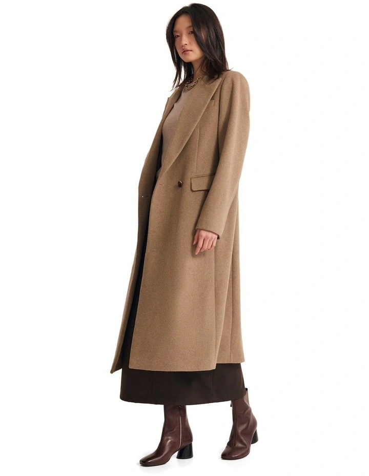 Saskia Double Breasted Wool Rich Coat in Camel image 3
