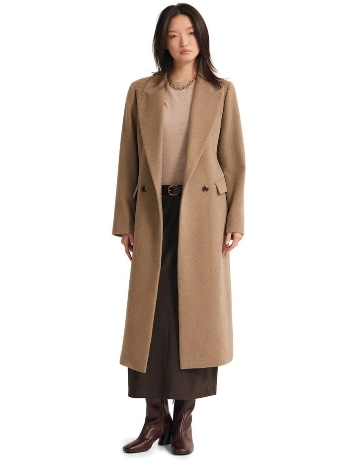 Saskia Double Breasted Wool Rich Coat in Camel image 5