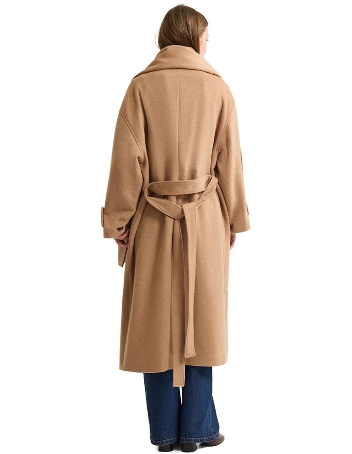 Talia Detachable Scarf Coat in Camel image 2
