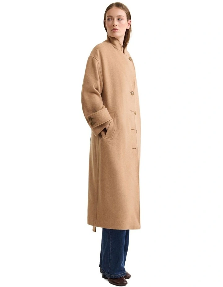 Talia Detachable Scarf Coat in Camel image 3