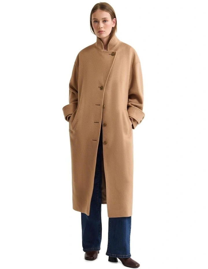 Talia Detachable Scarf Coat in Camel image 4