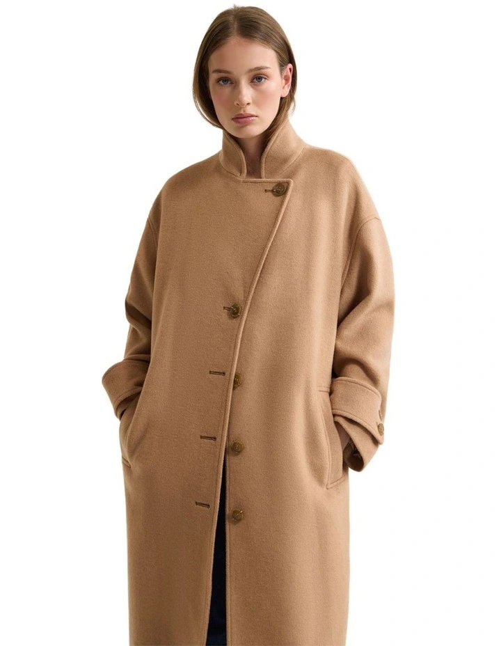 Talia Detachable Scarf Coat in Camel image 5