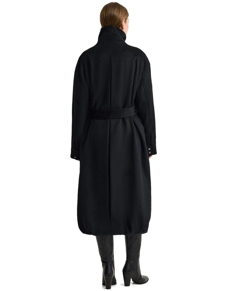Emily Funnel Collar Wool Blend Coat in Black image 2