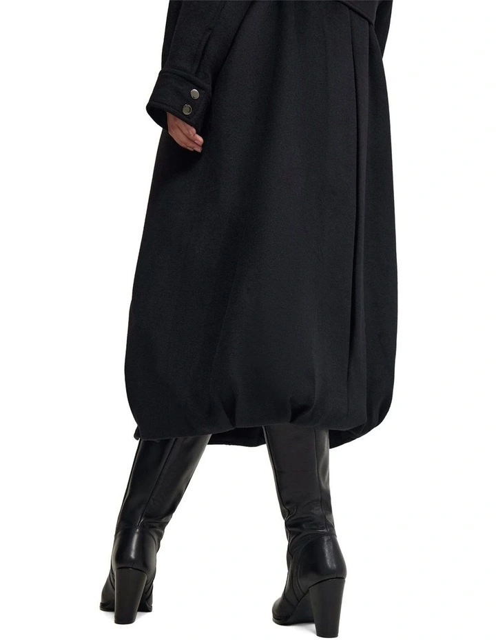 Emily Funnel Collar Wool Blend Coat in Black image 6