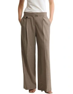 Belle Houndstooth Wool Pant in Brown