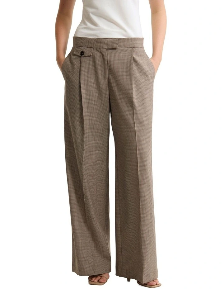 Belle Houndstooth Wool Pant in Brown image 1
