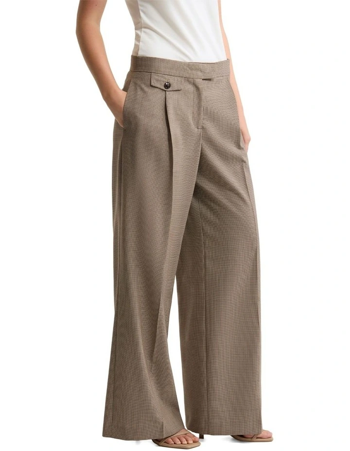 Belle Houndstooth Wool Pant in Brown image 3