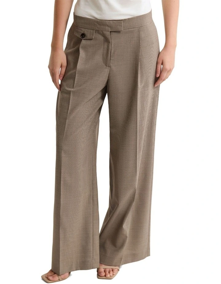 Belle Houndstooth Wool Pant in Brown image 4