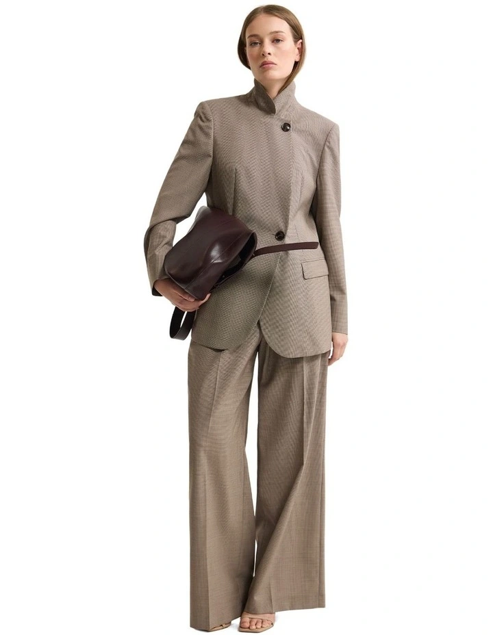 Belle Houndstooth Wool Pant in Brown image 5