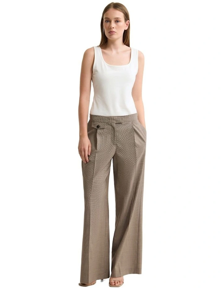 Belle Houndstooth Wool Pant in Brown image 7
