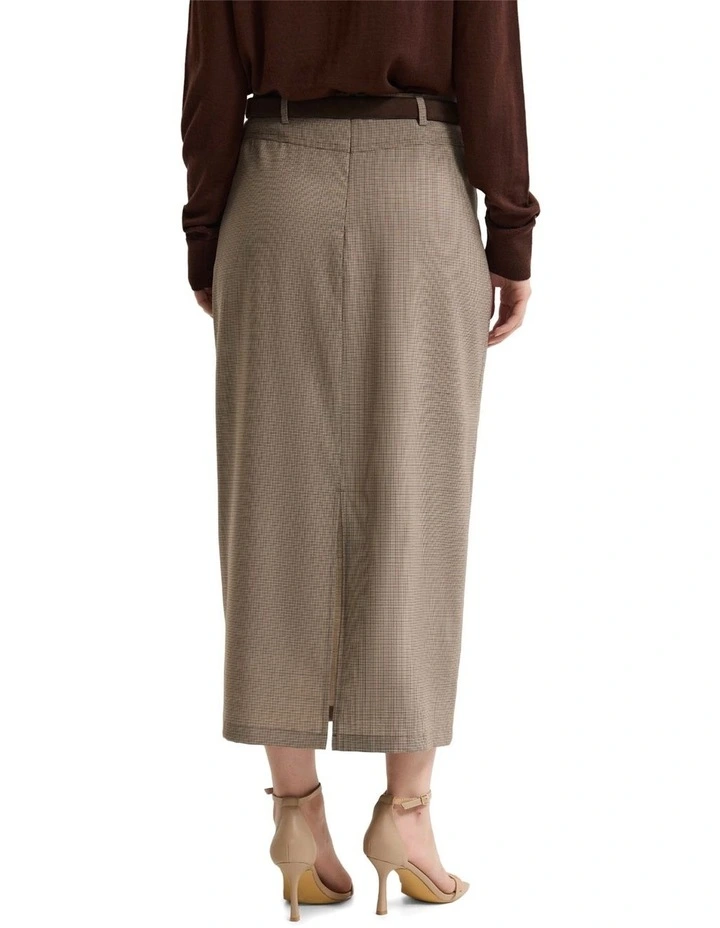 Harper Pure Wool Column Skirt in Brown image 2