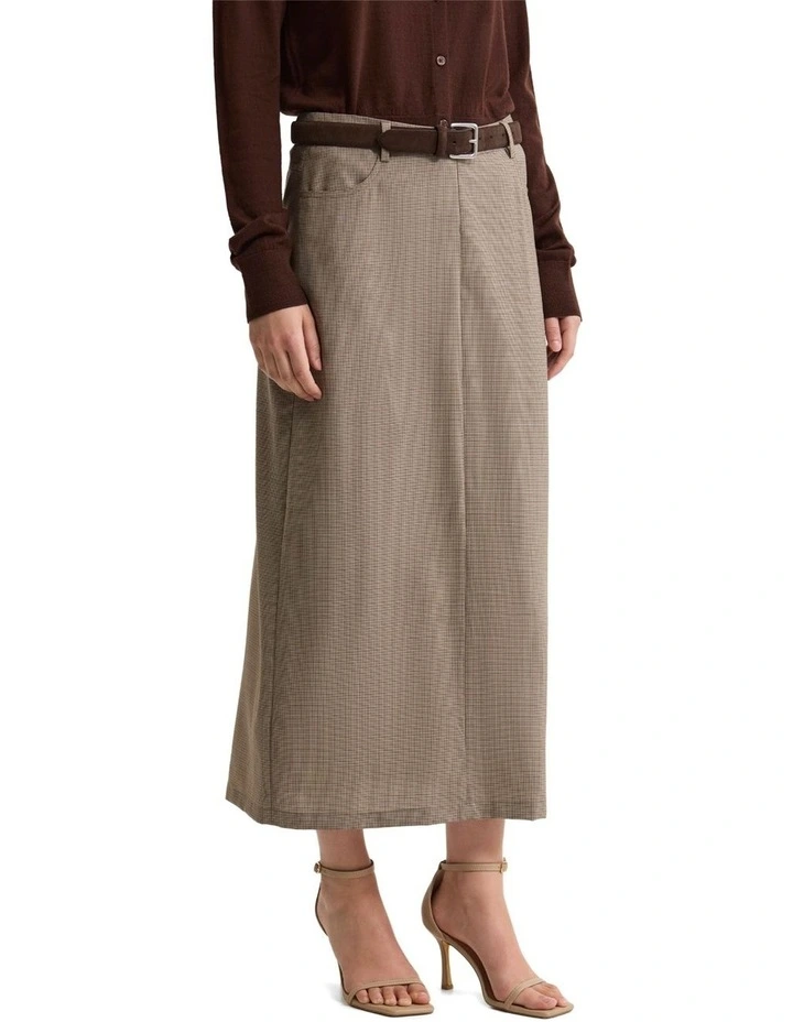 Harper Pure Wool Column Skirt in Brown image 3