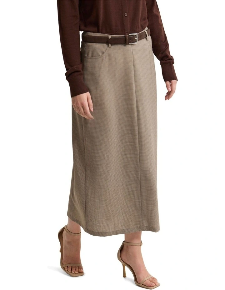 Harper Pure Wool Column Skirt in Brown image 4