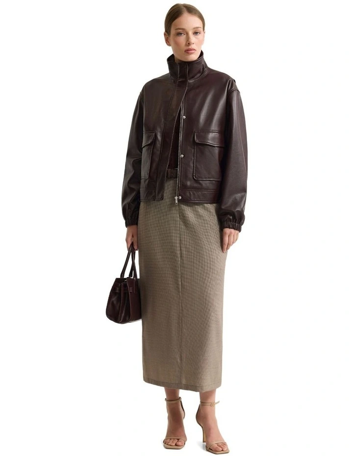 Harper Pure Wool Column Skirt in Brown image 7
