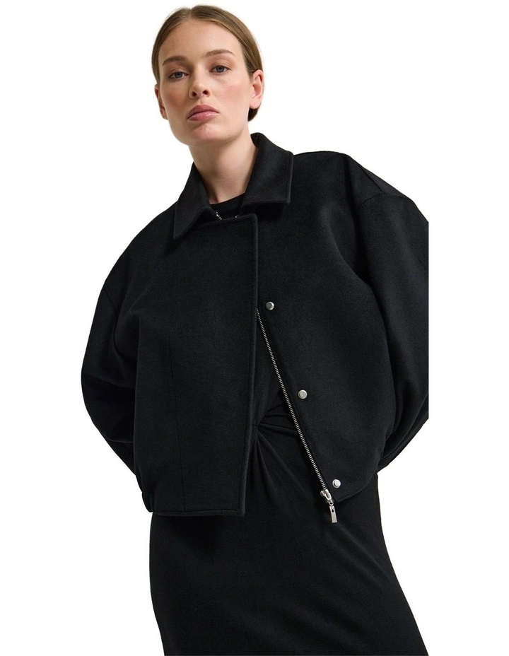 Freja Detatch Faux Fur Trim Jacket in Black image 4