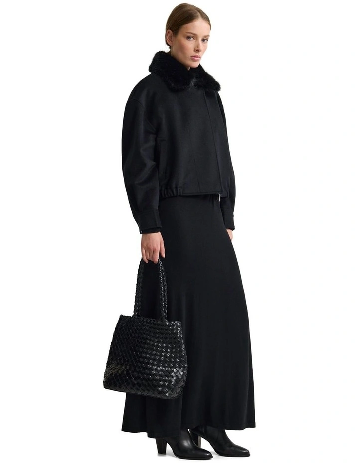 Freja Detatch Faux Fur Trim Jacket in Black image 5