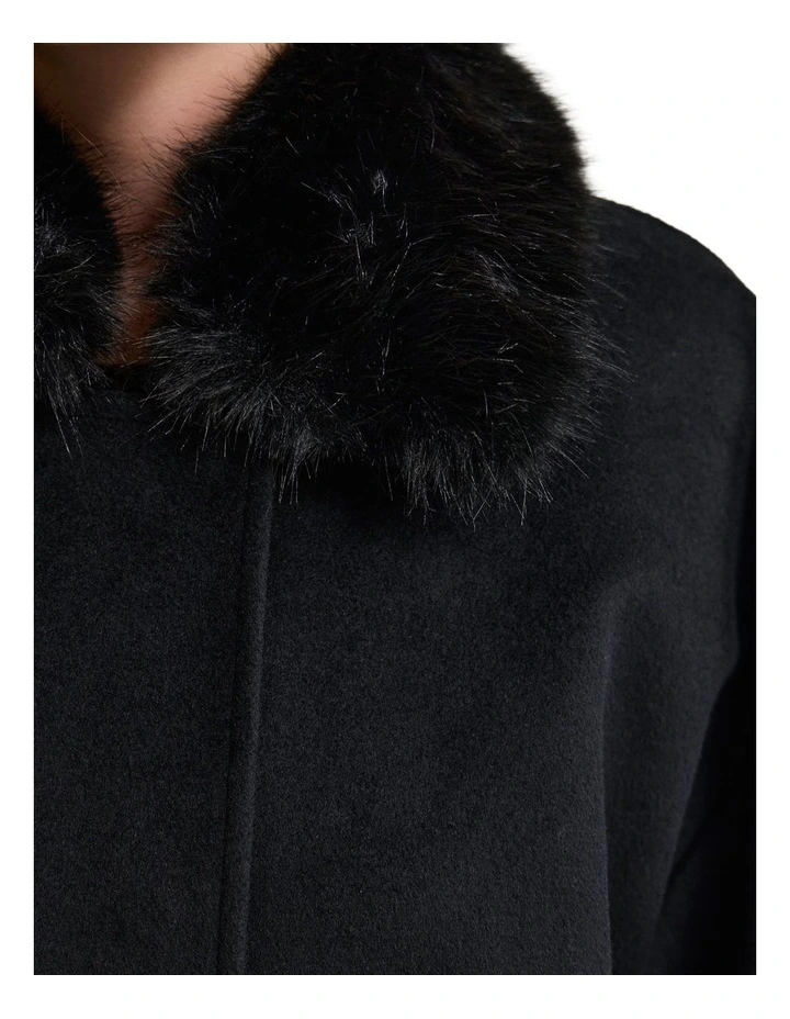 Freja Detatch Faux Fur Trim Jacket in Black image 6