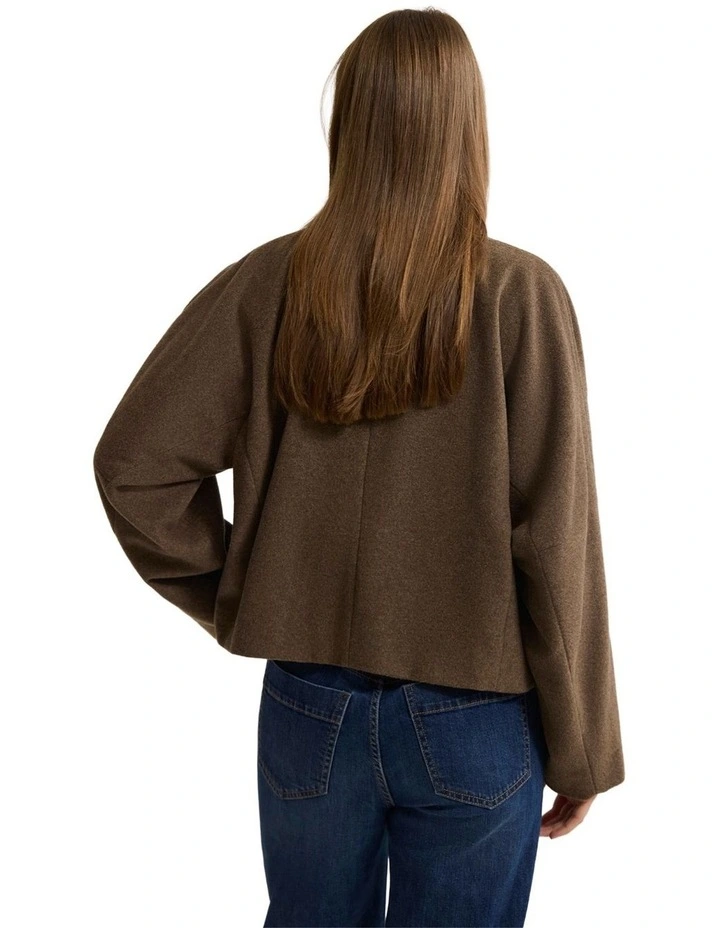 Asher Wool Blend Cocoon Jacket in Brown image 2