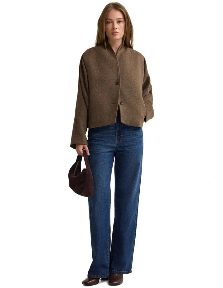 Asher Wool Blend Cocoon Jacket in Brown image 5