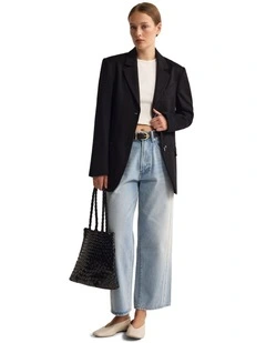 Jordan Wool Blend Oversized Blazer in Black