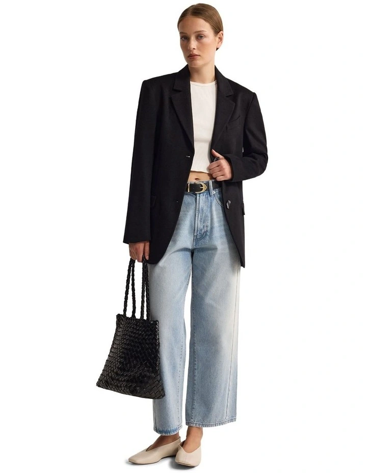 Jordan Wool Blend Oversized Blazer in Black image 1