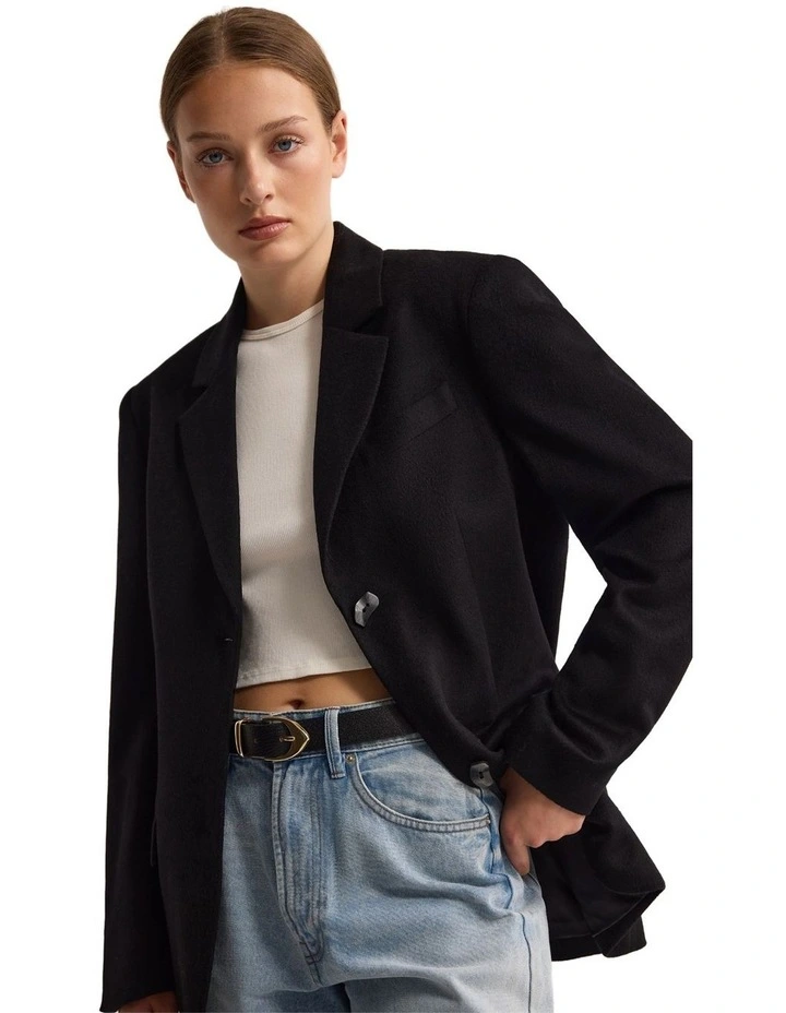 Jordan Wool Blend Oversized Blazer in Black image 4