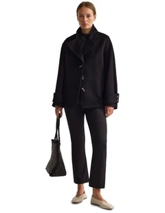 Sarina Wool Blend Scarf Jacket in Black