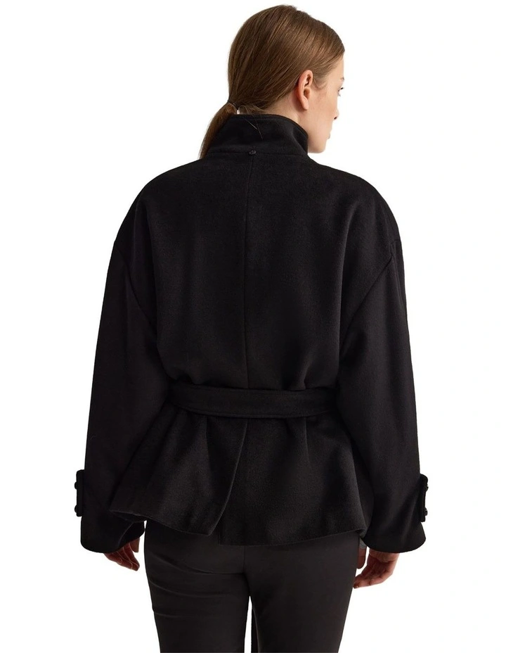 Sarina Wool Blend Scarf Jacket in Black image 2