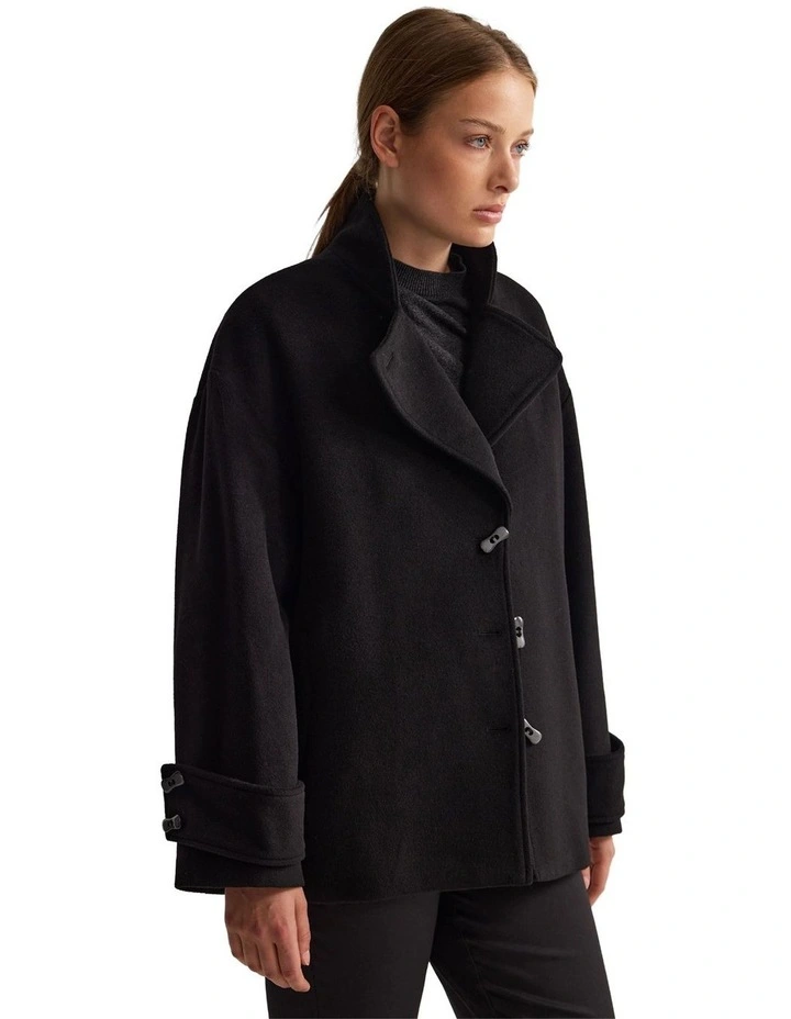 Sarina Wool Blend Scarf Jacket in Black image 3