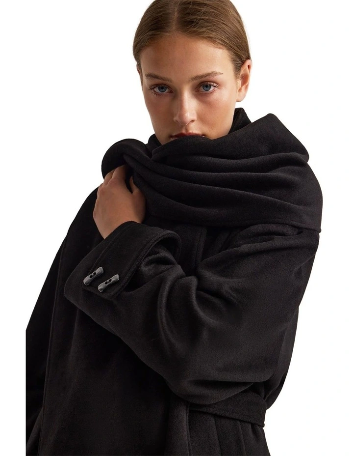 Sarina Wool Blend Scarf Jacket in Black image 4