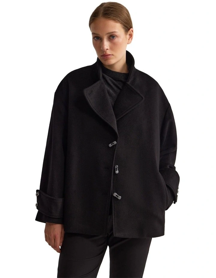 Sarina Wool Blend Scarf Jacket in Black image 5