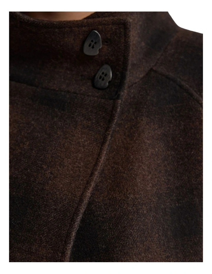 Edi Check Funnel Collar Wool Coat in Chocolate/Black image 6