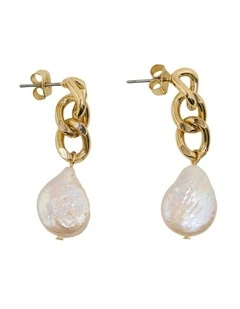 Ash Chain/Pearl Earrings in Gold/Pearl
