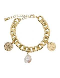 Aireen Charm Bracelet in Gold/Pearl