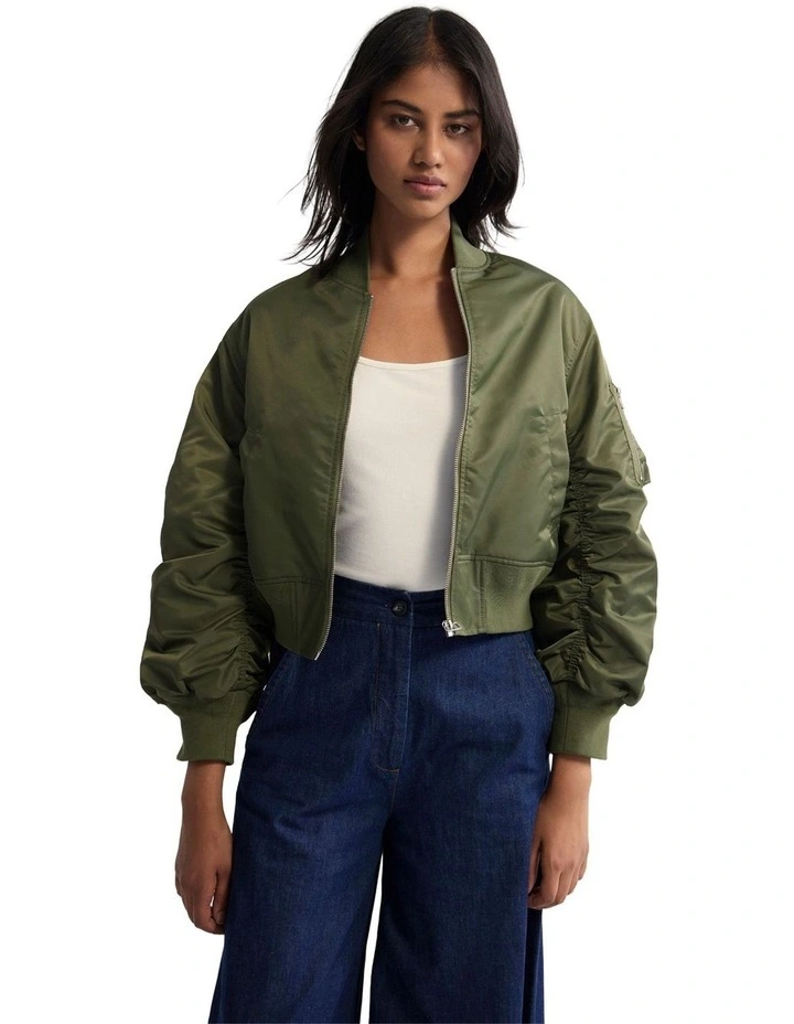 Lea Bomber Jacket in Olive image 1