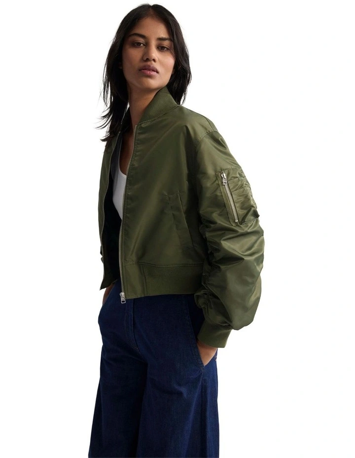 Lea Bomber Jacket in Olive image 3