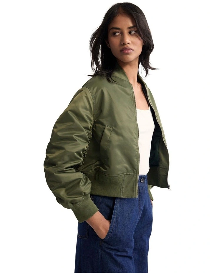 Lea Bomber Jacket in Olive image 4