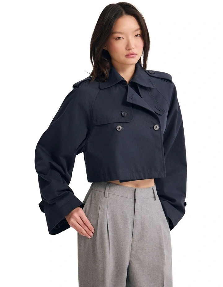 Annalise Crop Trench Jacket in Navy image 1
