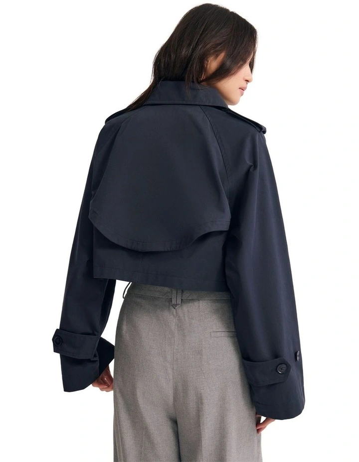 Annalise Crop Trench Jacket in Navy image 2