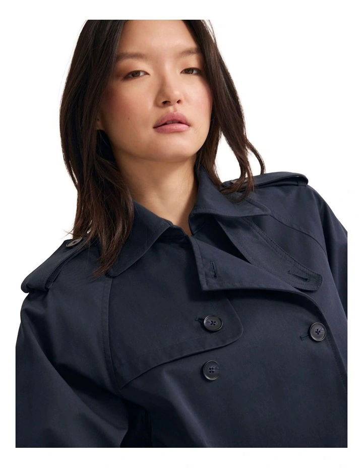 Annalise Crop Trench Jacket in Navy image 4