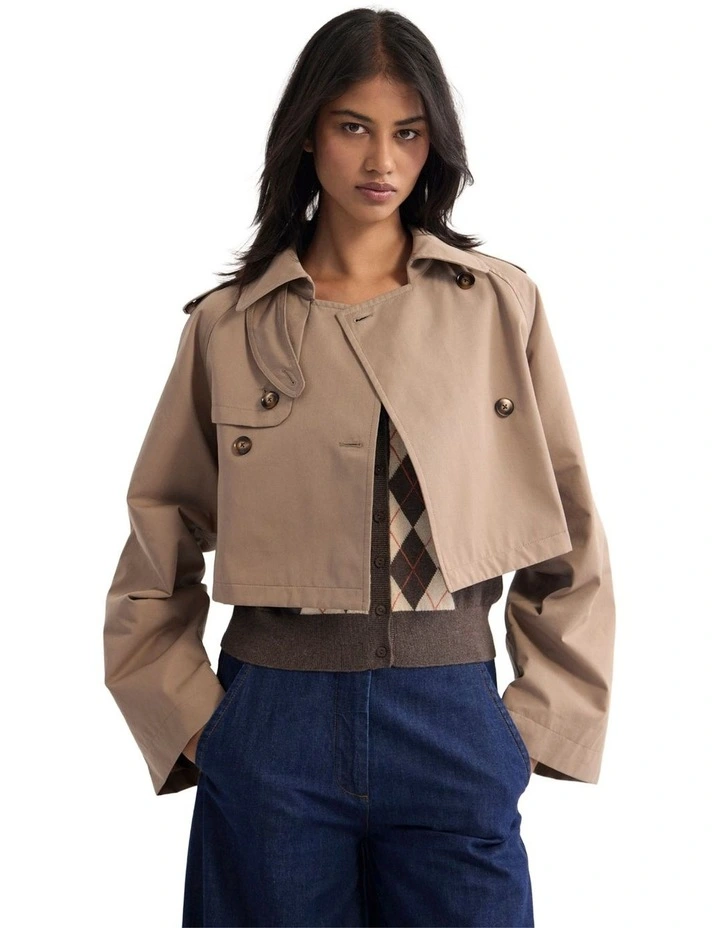 Annalise Crop Trench Jacket in Mocha image 1