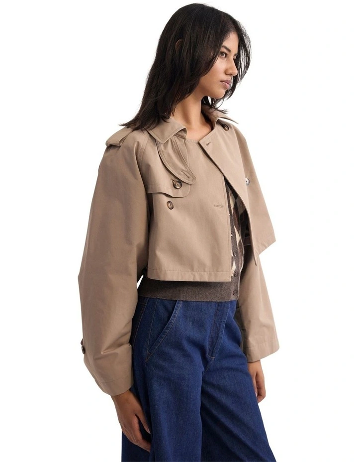 Annalise Crop Trench Jacket in Mocha image 3