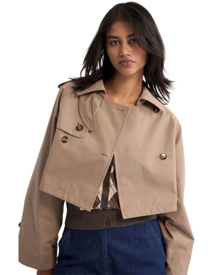 Annalise Crop Trench Jacket in Mocha image 4