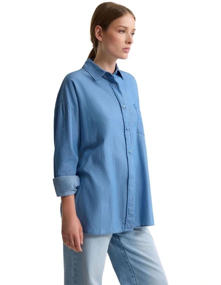 Demi Denim Shirt in Blue image 3